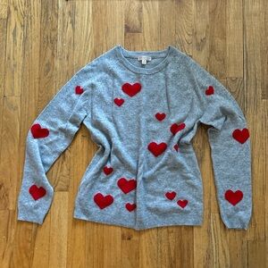 Philosophy Cashmere Gray Sweater with Red Hearts